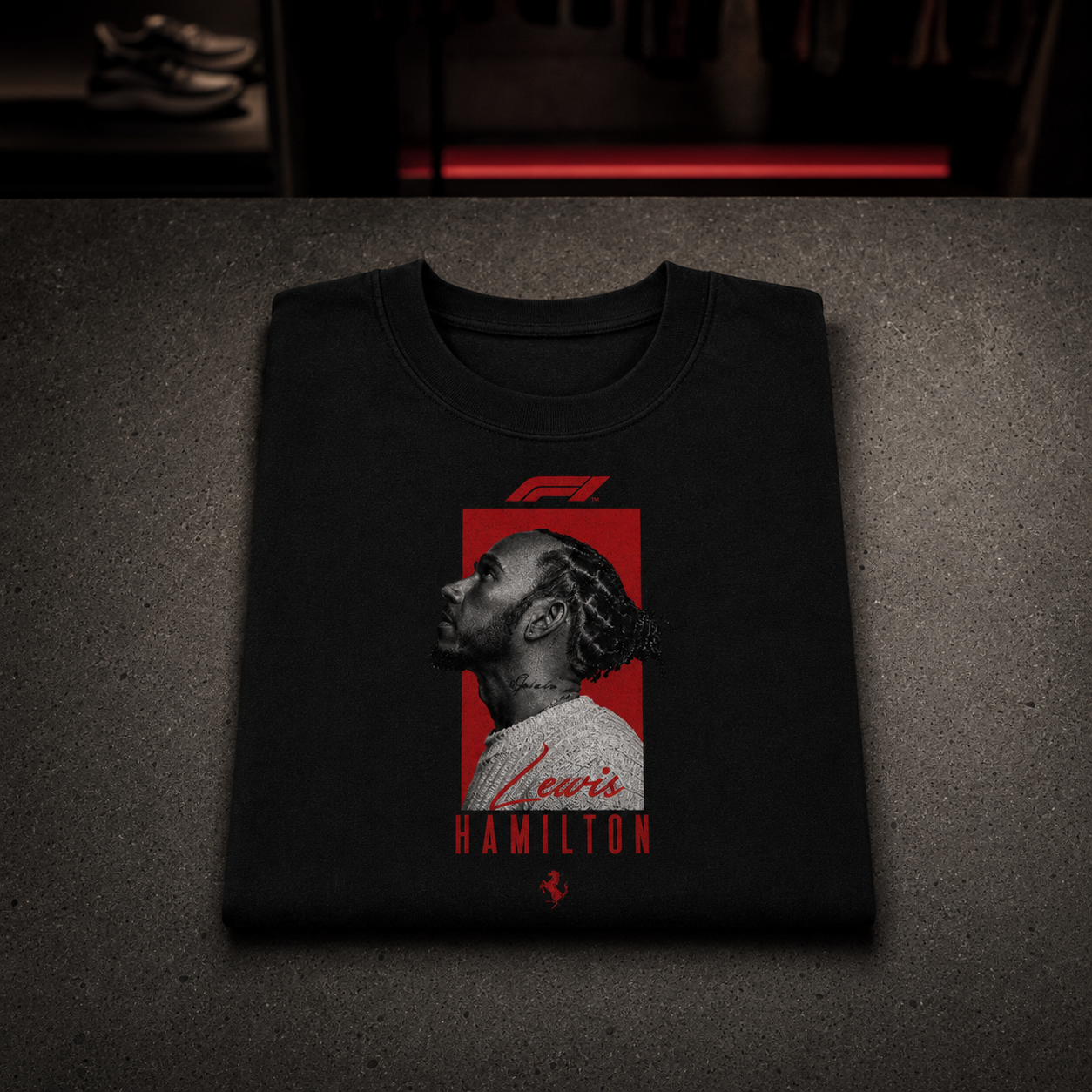 Lewis Hamilton FERRARI - Camiseta Oversize Manga Corta