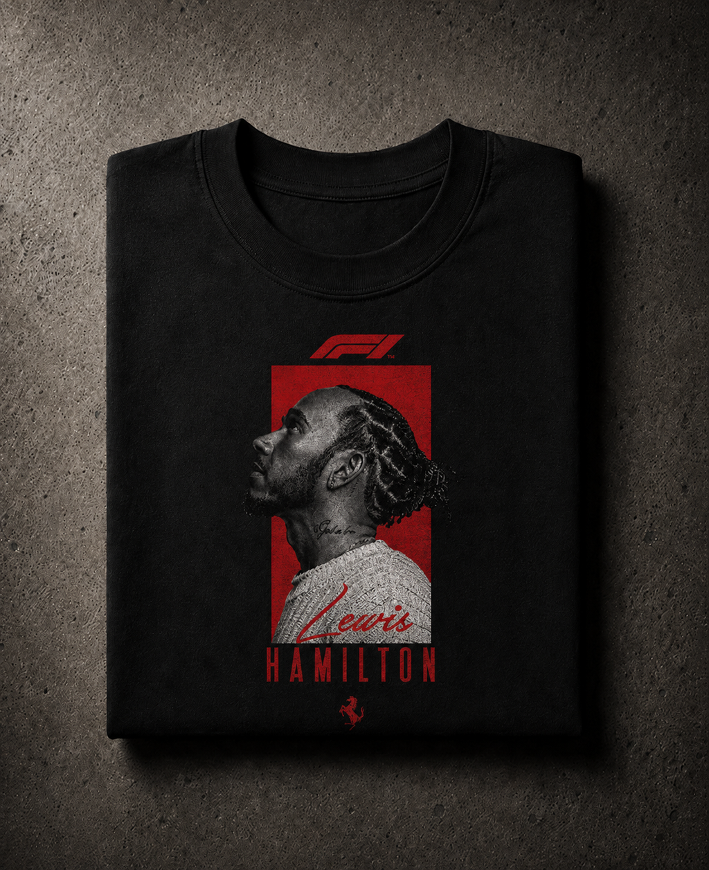 Lewis Hamilton FERRARI - Camiseta Oversize Manga Corta
