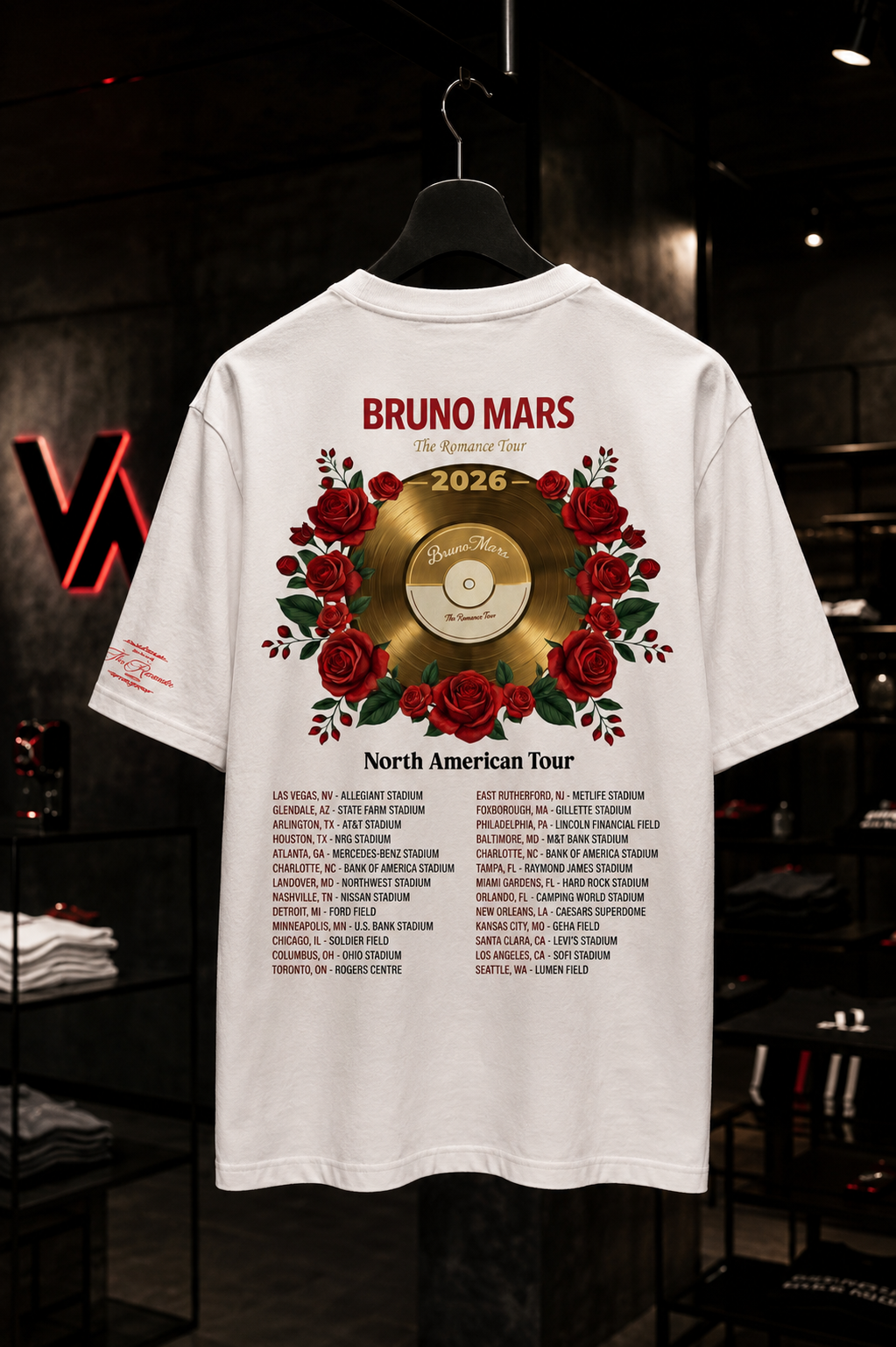 Bruno Mars The Romantic Tour  - Camiseta Oversize Manga Corta