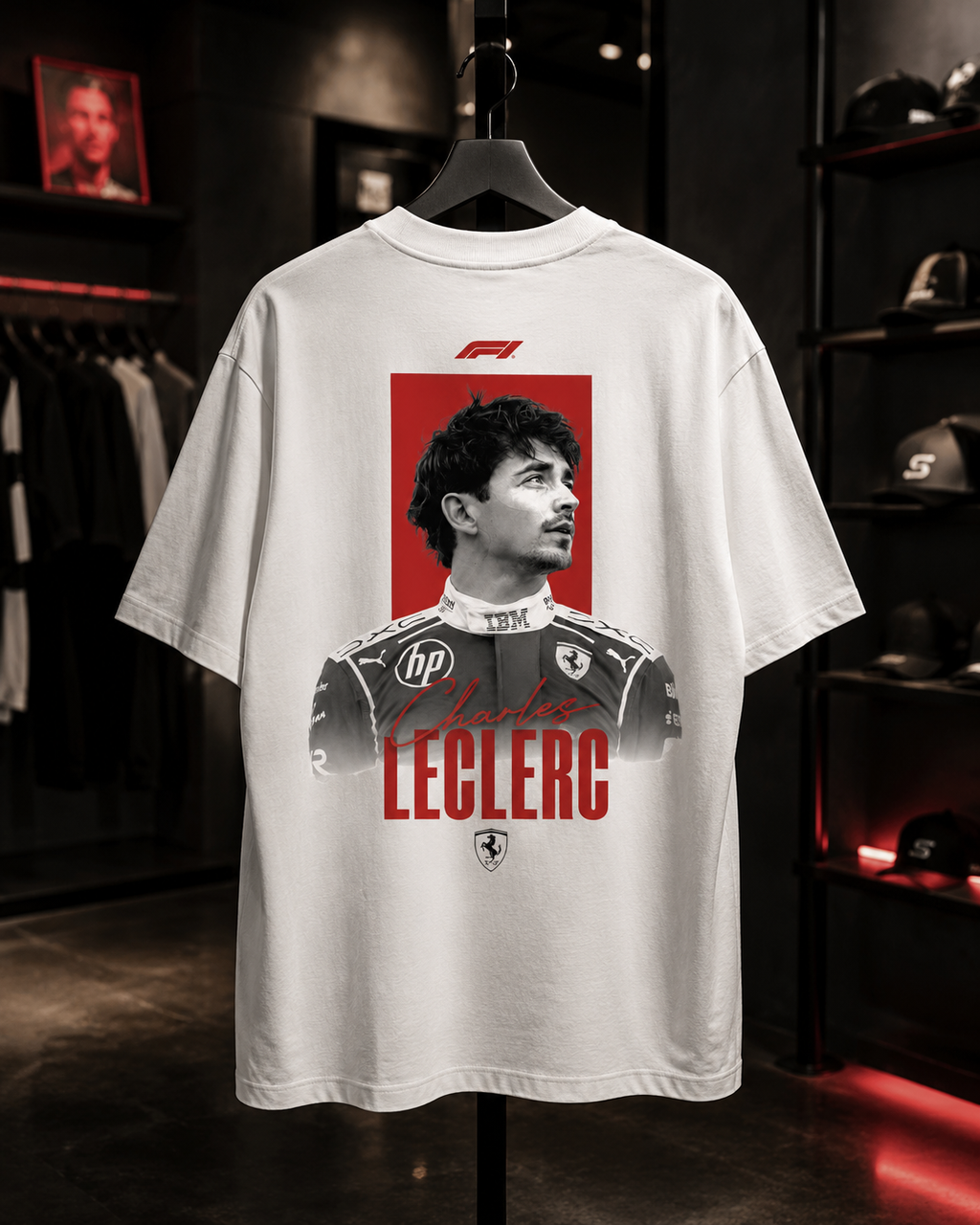 Charles Leclerc x FERRARI - Camiseta Oversize Manga Corta