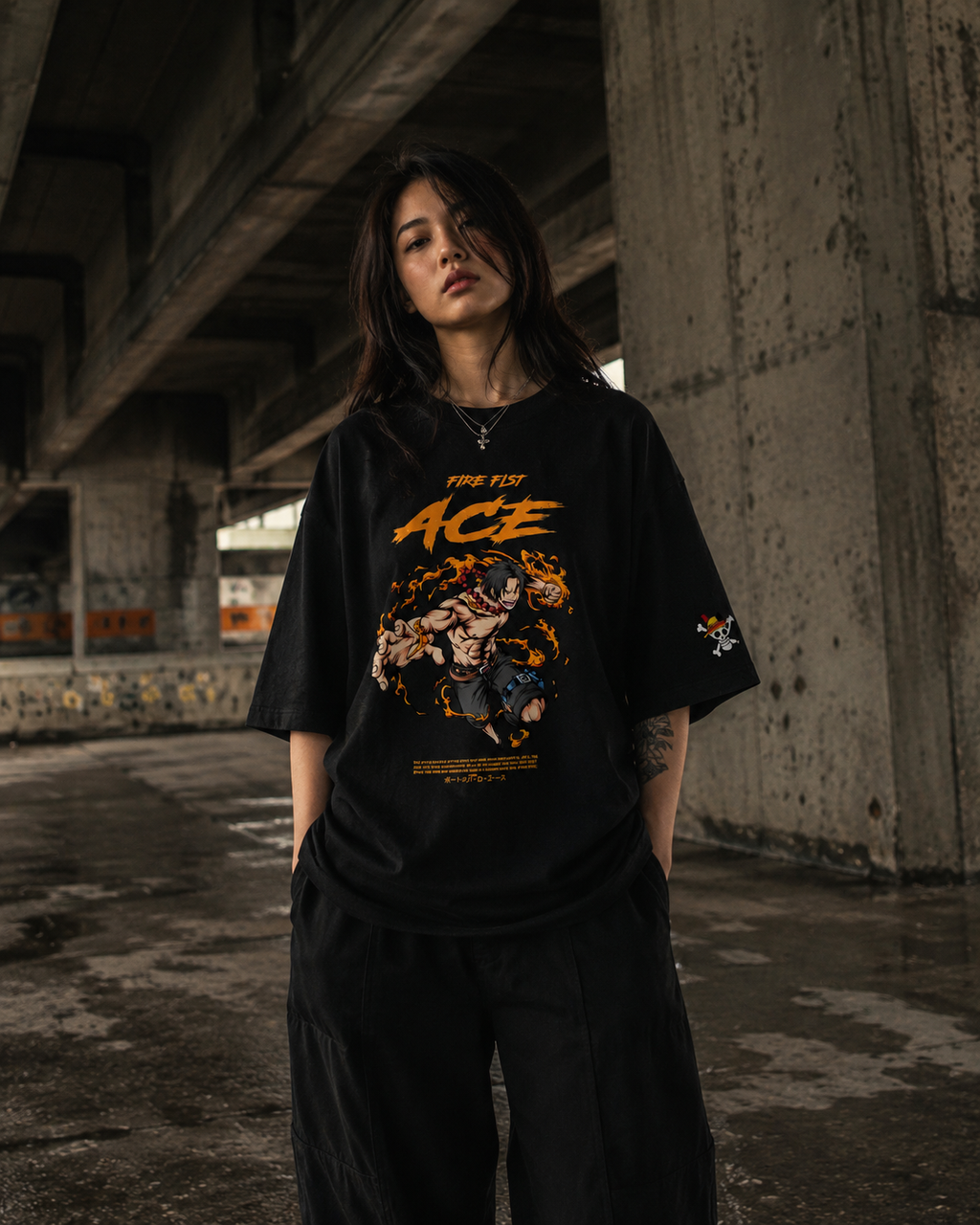 Asce ONE PIECE - Camiseta Oversize Manga Corta