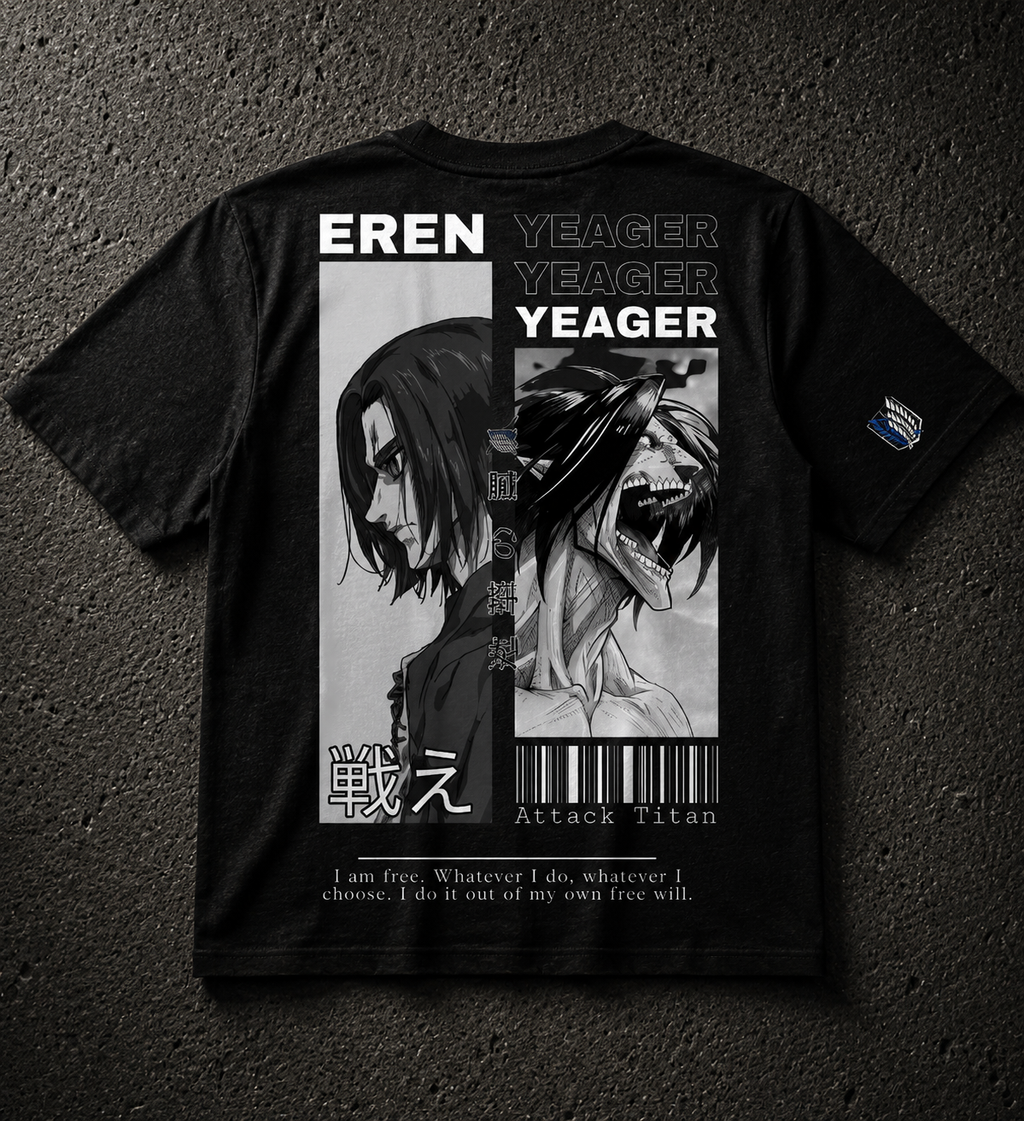Eren Yeager AOT - Camiseta Oversize Manga Corta