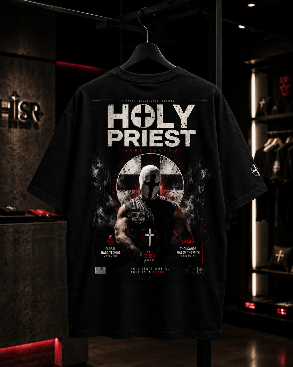 Holy Priest Hard Techno - Camiseta Oversize Manga Corta