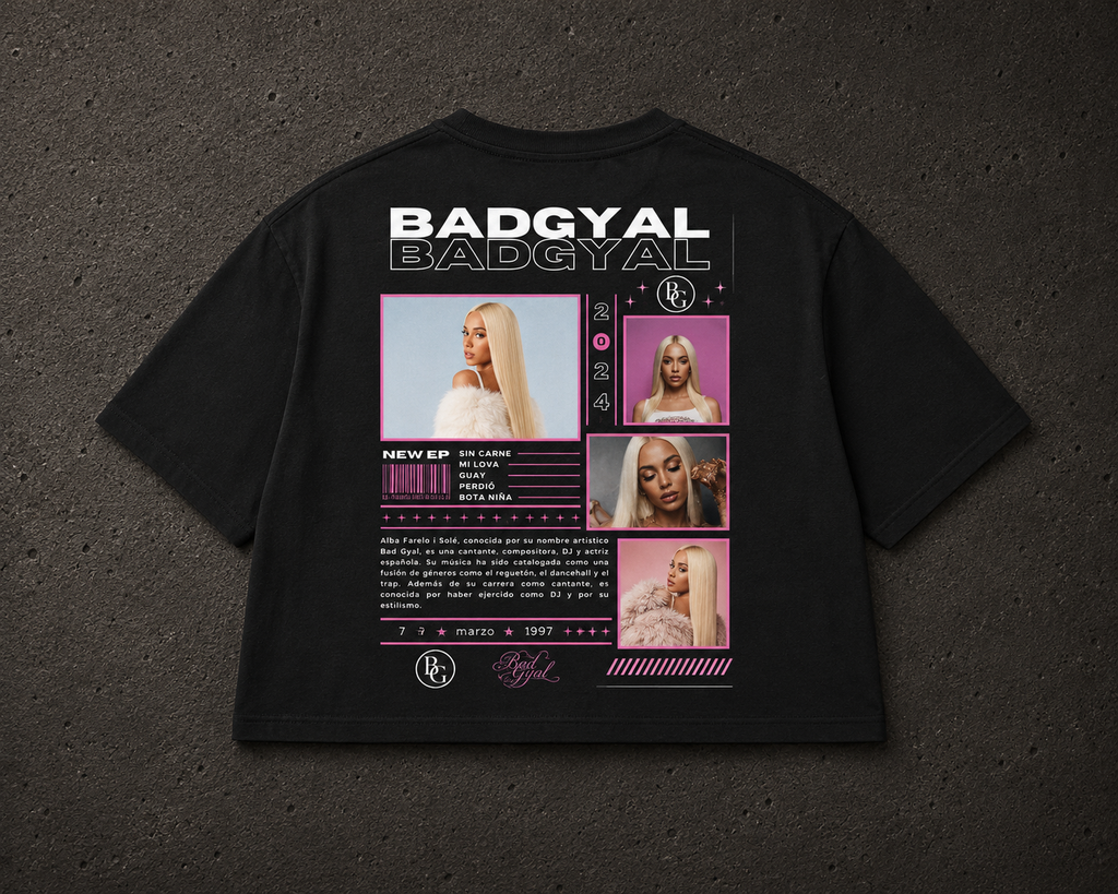 Bad Gyal - Camiseta Cropped Manga Corta