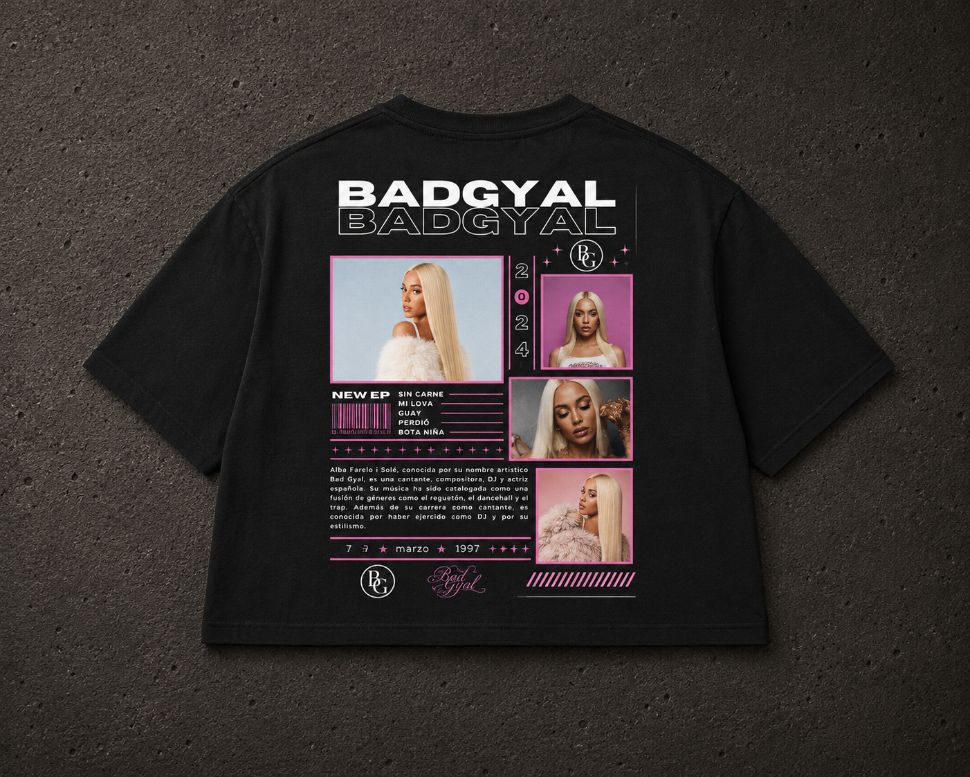 Bad Gyal - Camiseta Cropped Manga Corta