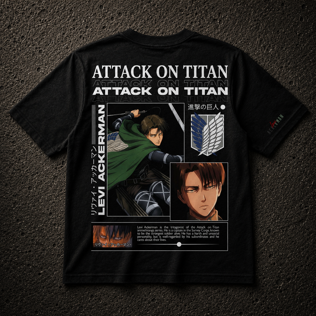 Levi Ackerman AOT - Camiseta Oversize Manga Corta