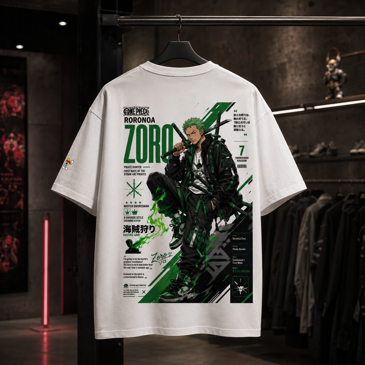 Roronoa Zoro ONE PIECE - Camiseta Oversize Manga Corta