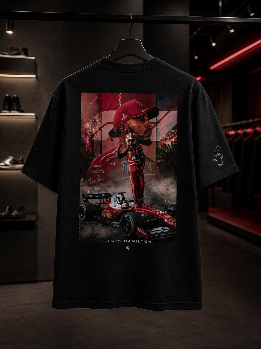 Lewis Hamilton FERRARI - Camiseta Oversize Manga Corta